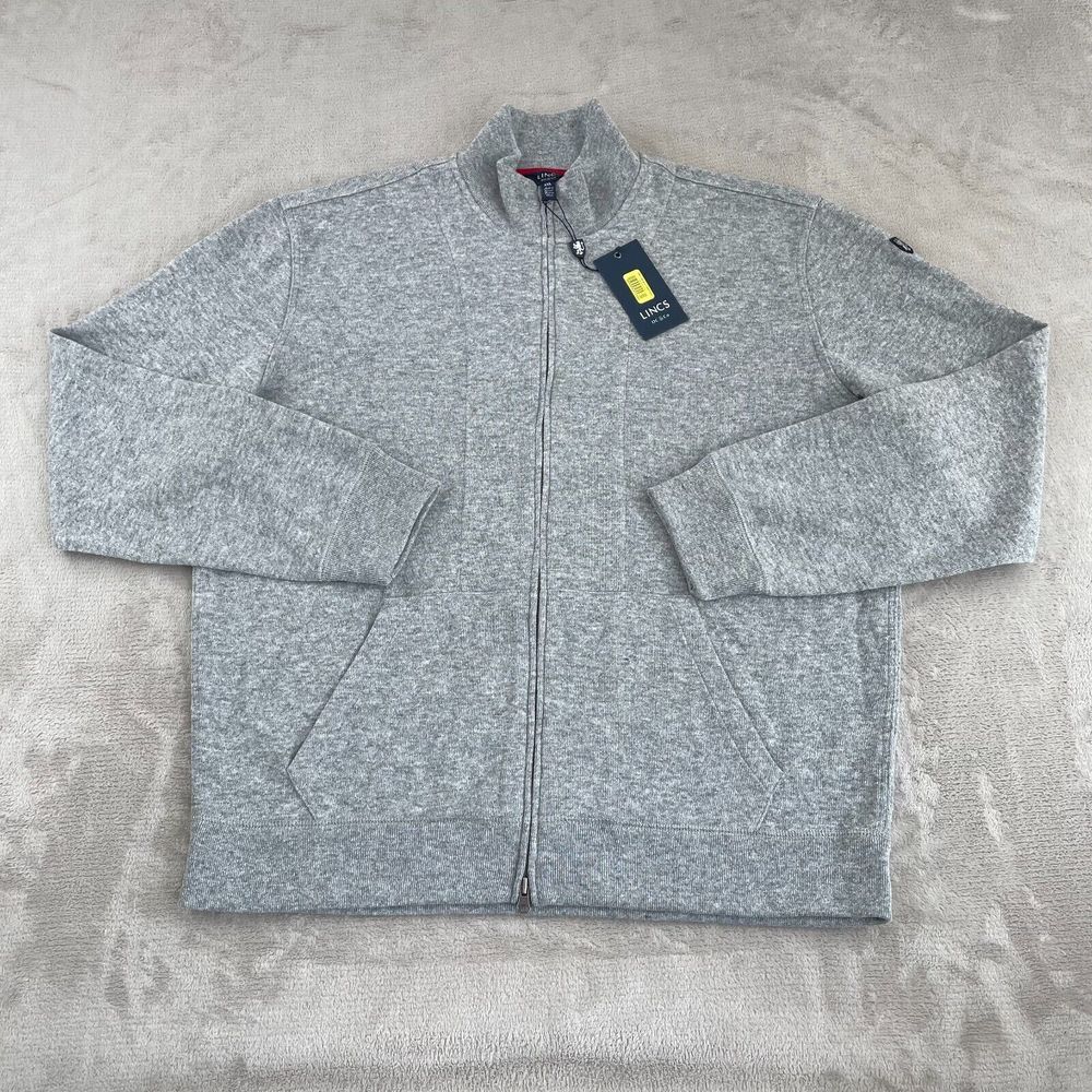 LINCS DC & Co Jacket Men 2XL Grey Wool Blend Full Zip Golf Lined LS NWT‎ $118